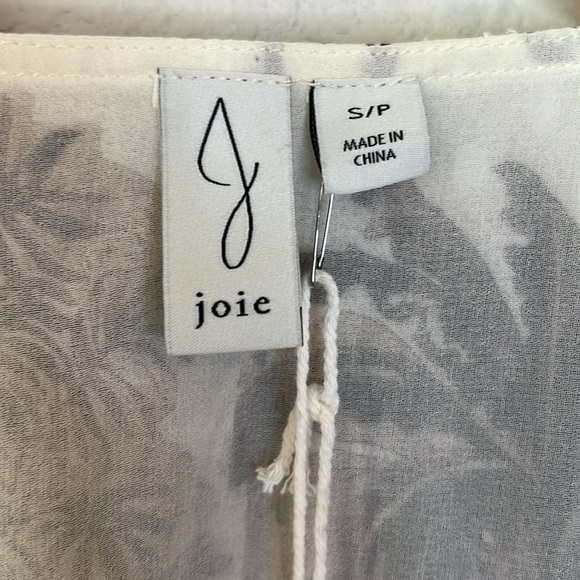 Joie Desert Palm Tree Faux Wrap Long Sleeve Crop Blouse Size S - Picture 5 of 9